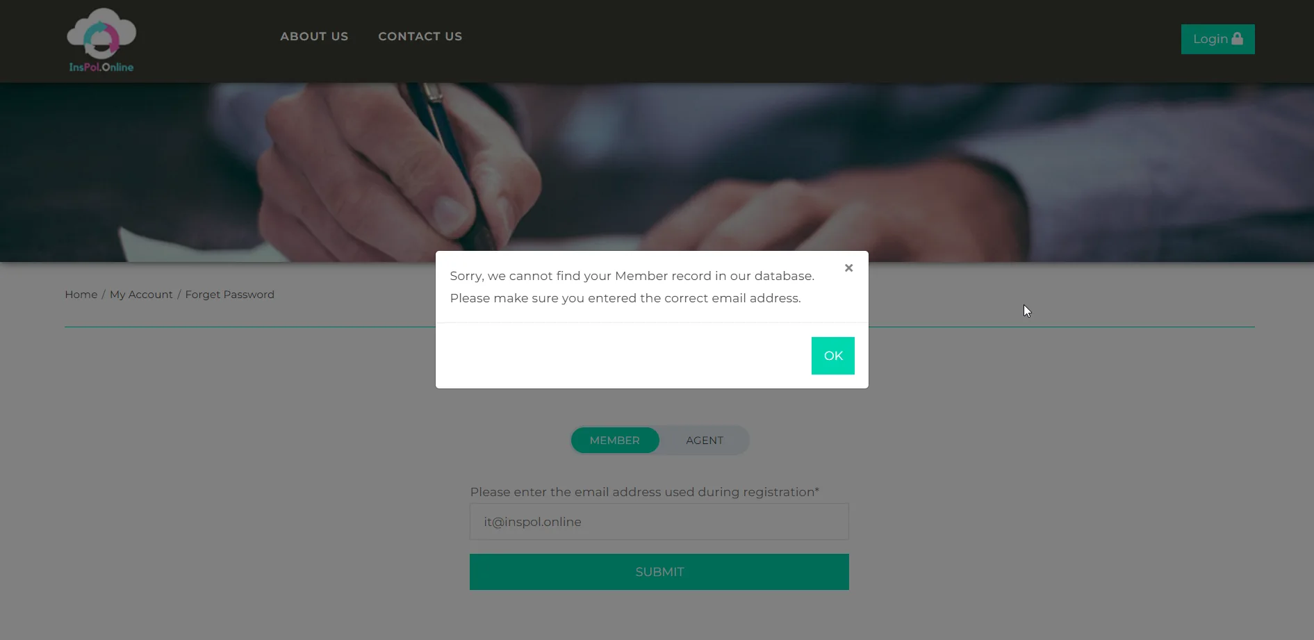 re-enter and click submit
